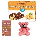 BOGATCHI Complete Rakhi Gift Hamper for Sister, Chocolate Coated Cashews, 200g + Free Rakhi Greeting Card + Free Teddy