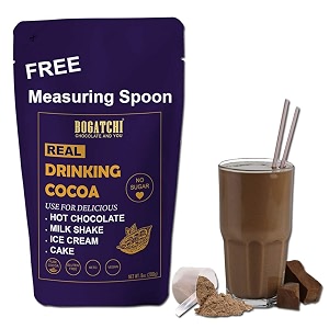 bogatchi dutched and natural drinking keto chocolate gluten free - raw - no sugar - vegan - dark unsweetened drinking cocoa powder 200g  free measuring spoon