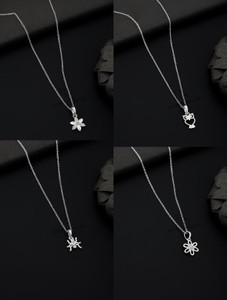boghra sales combo of 4 traditional 18 inch daily wear necklace set for women diamond silver rhodium plated silver alloy necklace