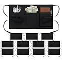 BOHARERS 12 Pack Server Apron with 3 Pockets Black Waitress Aprons Half Waiter Bistro Apron Waist Aprons Waterproof