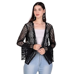 boheewohee women39s floral self design lace shrug with double bell sleeves