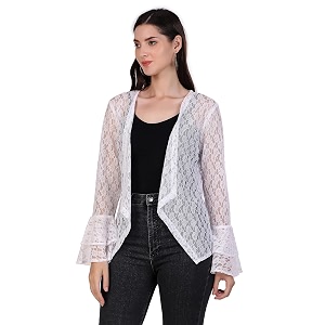 boheewohee women39s floral self design lace shrug with double bell sleeves