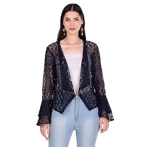 boheewohee women39s floral self design lace shrug with double bell sleeves