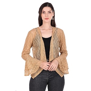 boheewohee women39s floral self design lace shrug with double bell sleeves