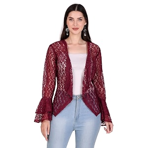 boheewohee women39s floral self design lace shrug with double bell sleeves