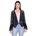 BoheeWohee Women's Floral Self Design Lace Shrug with Double Bell Sleeves