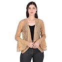 BoheeWohee Women's Floral Self Design Lace Shrug with Double Bell Sleeves