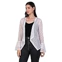 BoheeWohee Women's Floral Self Design Lace Shrug with Double Bell Sleeves