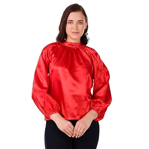 BoheeWohee Womens Full Sleeves Casual Satin Top