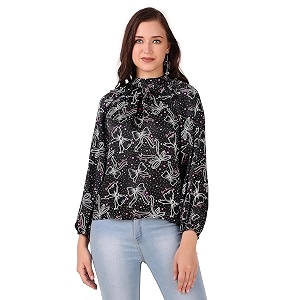 BoheeWohee Womens Full Sleeves Casual Satin Top