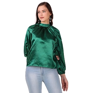 BoheeWohee Womens Full Sleeves Casual Satin Top