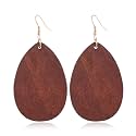 Bohemian Geometric Natural Wooden Earrings Dangle Lightweight Teardrop African Ethnic Statement Drop Earrings for Women
