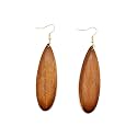 Bohemian Geometric Natural Wooden Earrings Dangle Lightweight Teardrop African Ethnic Statement Drop Earrings for Women