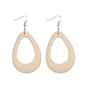 Bohemian Geometric Natural Wooden Earrings Dangle Lightweight Teardrop African Ethnic Statement Drop Earrings for Women