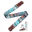 Bohemian Guitar Strap - Real Thick Cowhide Ends,Safe Durable,2in Wide Soft Bohemian Print Nylon Weave Adjustable Guitar Straps for Acoustic,Bass &amp; Electric Guitars,Guitarists Gift Set