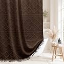 Boho Brown Shower Curtain Woven Fabric Shower Curtain 72 x 72 Tufted Chevron Striped Shabby Chic Textured, Modern Farmhouse Minimalist, Water Resistant Curtain Set for Bathroom, Hotel Decor