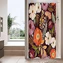 Boho Floral Shower Curtain, Purple Botanical Fabric Curtain, 36 x 72