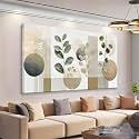 Boho Green Wall Art Mid Century Canvas