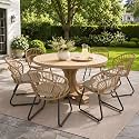 Boho Outdoor Dining Chairs Set of 6, Rattan Patio Chair