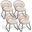 Boho Patio Dining Chairs Set of 4, Rattan Outdoor Chair