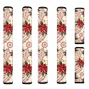 Boho Poinsettia Refrigerator Handle Covers Set of 6 Christmas Kitchen Appliance Handle Covers Non-Slip Washable Fridge Door Handle Protector, Keep Off Fingerprints,Food Stains