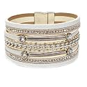 Boho Round Charm Leather Wrap Leopard Bracelets for Women 7.68"