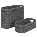 Boho Toilet Paper Storage Baskets, Cotton Rope Woven Bathroom Basket Set of 2, Standing Toilet Paper Holder for 6 Mega Rolls,Storage Bins for Toilet Tank Top, Bathroom Organizer Decor (Gray 2 Pack)