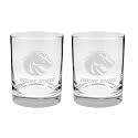 Boise State Broncos 2-Sided Satin Finish Rock Glass Set of 2 14oz