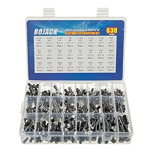 bojack 24value 630pcs aluminum electrolytic capacitor assortment box kit range 01uf1000uf