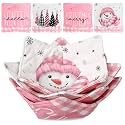 Bokon 4 Pcs Microwave Bowl Cozy Bowl Holder for Hot Food, Pink Christmas