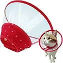 Bolbove Pet Plastic Clear Cone Recovery E-Collar with Dots Design Soft Edge for Small Dogs & Cats (Medium, Red)