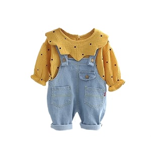bold n elegant polka print kid39s full length sweatshirt with suspender dungaree pants smart casual jumpsuit for baby boys and girls