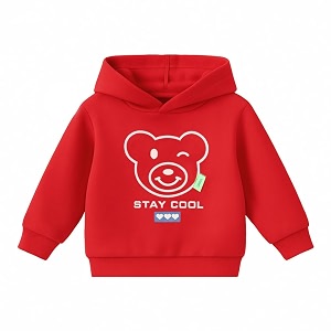 bold n elegant cartoon bear in hood print kids full sleeve warm thick fur fleece winter tshirt sweatshirt hoodie for infant toddler baby boy amp girl