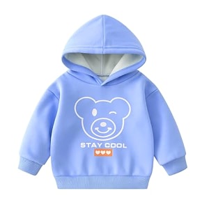 bold n elegant cartoon bear in hood print kids full sleeve warm thick fur fleece winter tshirt sweatshirt hoodie for infant toddler baby boy amp girl
