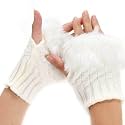 Bold N Elegant Faux Rabbit Hair Fur and Wool Knitted Winter Thermal Warm and Comfortable Fingerless Gloves Mittens Winter Accessories Hand Warmer Gloves for Women and Girls
