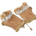 Bold N Elegant Faux Rabbit Hair Fur and Wool Knitted Winter Thermal Warm and Comfortable Fingerless Gloves Mittens Winter Accessories Hand Warmer Gloves for Women and Girls