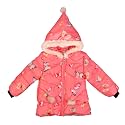 Bold N Elegant Kid's Fur Standard Length Cartoon Butterfly Bunny Rabbit Winter Warm Quilted Bomber Puffer Hood Jacket Coat