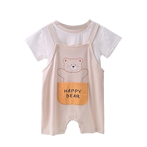 bold n elegant unisex kids cotton striped cartoon stripe print half length t-shirt with denim dungaree