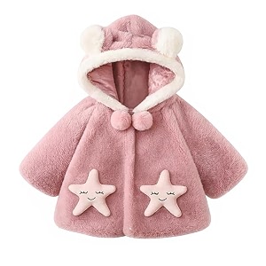 bold n elegant luxury wool faux fur warm winter outerwear baby jacket cape coat poncho wrap soft plush pompom and pearls for infant toddler baby girls kids