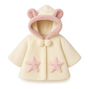 bold n elegant luxury wool faux fur warm winter outerwear baby jacket cape coat poncho wrap soft plush pompom and pearls for infant toddler baby girls kids