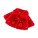 Bold N Elegant Wool Faux Fur Standard Length Warm Winter Outerwear Baby Jacket Cape Coat Poncho Wrap With Soft Plush Pompom And Pearls For Infant Toddler Baby Girl's Kids