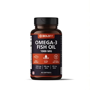 boldfit omega 3 fish oil 1000mg supplements supports heart brain joints amp skin with epa 180 mg amp dha 120 mg for men and women -softgel capsules 60 count