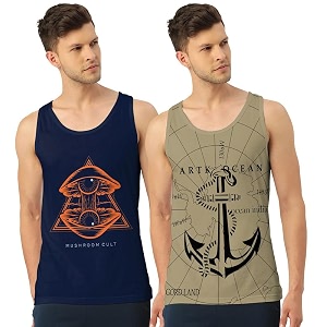 men39s regular fit trendy printed sleevless vest with elegant design  super soft comfortable light weight casual innerwear sandobaniyan