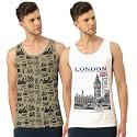 Men's Regular Fit Trendy Printed Sleevless Vest with Elegant Design | Super Soft Comfortable Light Weight Casual Innerwear Sando/Baniyan