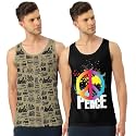 Men's Regular Fit Trendy Printed Sleevless Vest with Elegant Design | Super Soft Comfortable Light Weight Casual Innerwear Sando/Baniyan