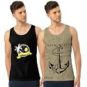 Men's Regular Fit Trendy Printed Sleevless Vest with Elegant Design | Super Soft Comfortable Light Weight Casual Innerwear Sando/Baniyan