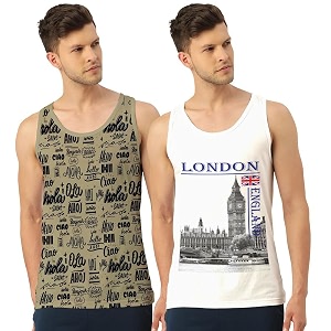 men vest versatile pure cotton sleeveless regular fit trendy printed sando baniyan ganji for men and boys suitable for gym workouts vacations and beaches casual sports