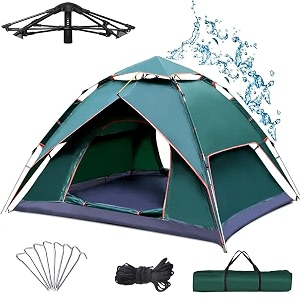 boldescape 3-4 persons camping tent waterproof for adults - spacious outdoor tent house for camping durable tent house for camping perfect for your next adventure new polyester green