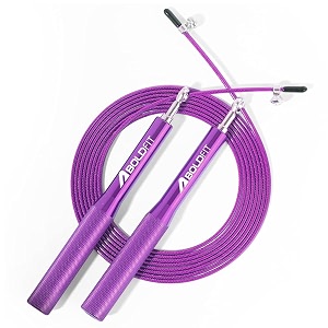 boldfit aluminium skipping rope for men women amp children jump rope for exercise workout metal skip tangle free jumping rope for kids with adjustable height speed rope - purple handle amp steel cable