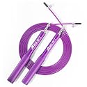 Boldfit Aluminium Skipping Rope for Men, Women & Children Jump Rope for Exercise Workout Metal Skip Tangle Free Jumping Rope for Kids with Adjustable Height Speed Rope - Purple Handle & Steel Cable